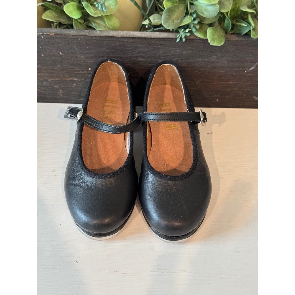 Bloch Girls Black Leather Mary Jane Tap Shoes Techno Target Size 9.5 Dance
